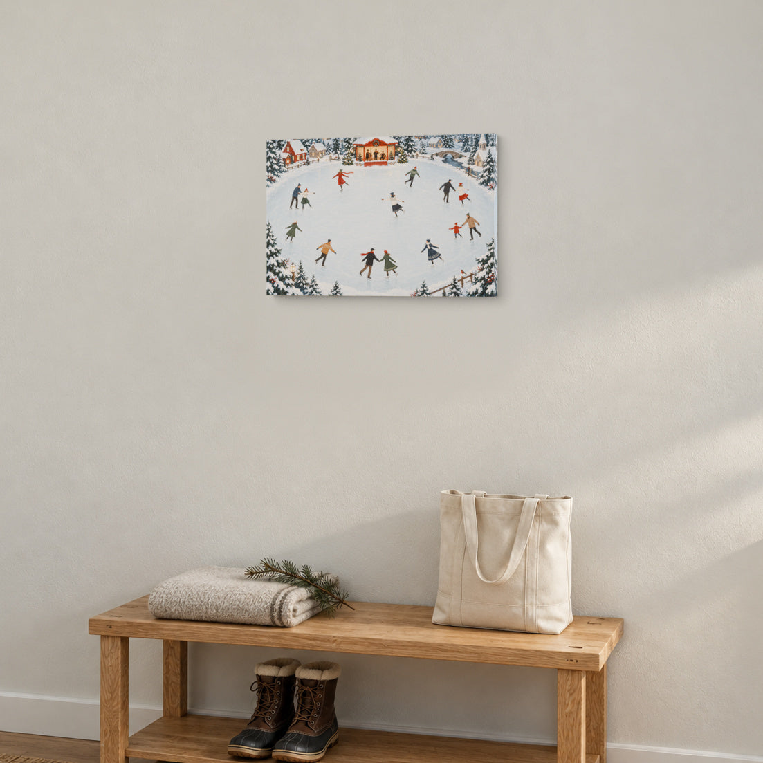 Christmas Dance on Ice — Christmas Canvas Wall Art — 滑冰归来的门厅 — Image 2