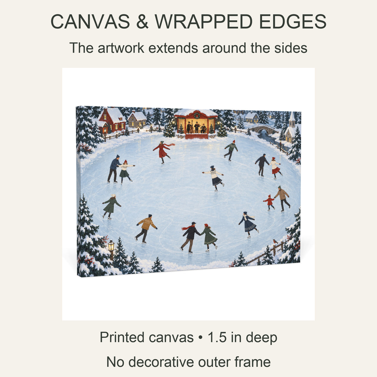 Christmas Dance on Ice — Christmas Canvas Wall Art — 画布包边细节 — Image 6