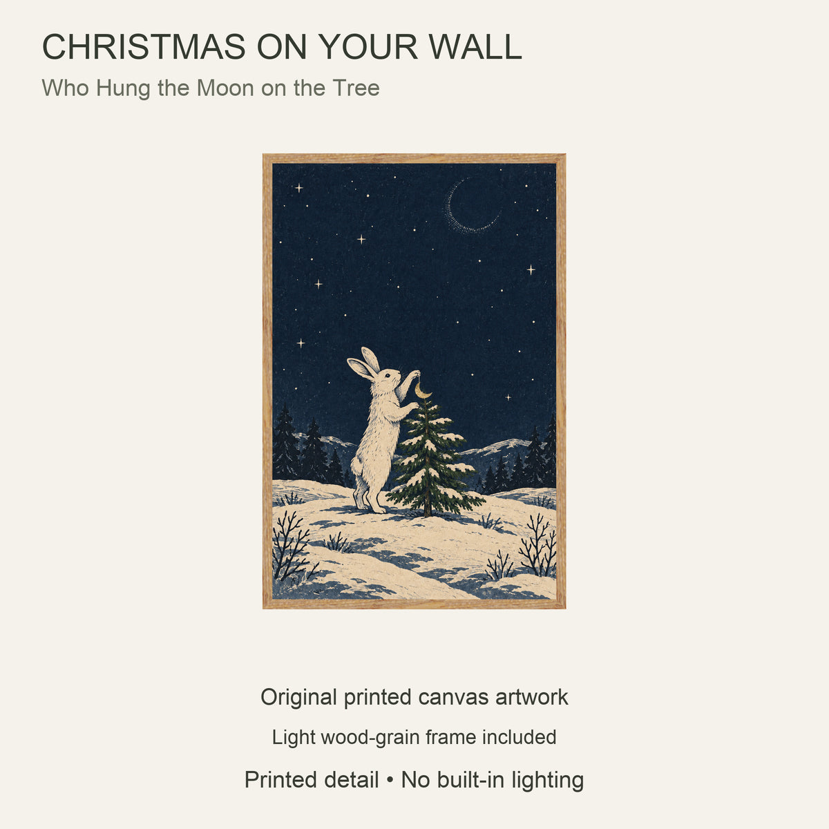 Who Hung the Moon on the Tree — Light Wood Framed Christmas Canvas Wall Art — 主题与商品配置 — Image 9