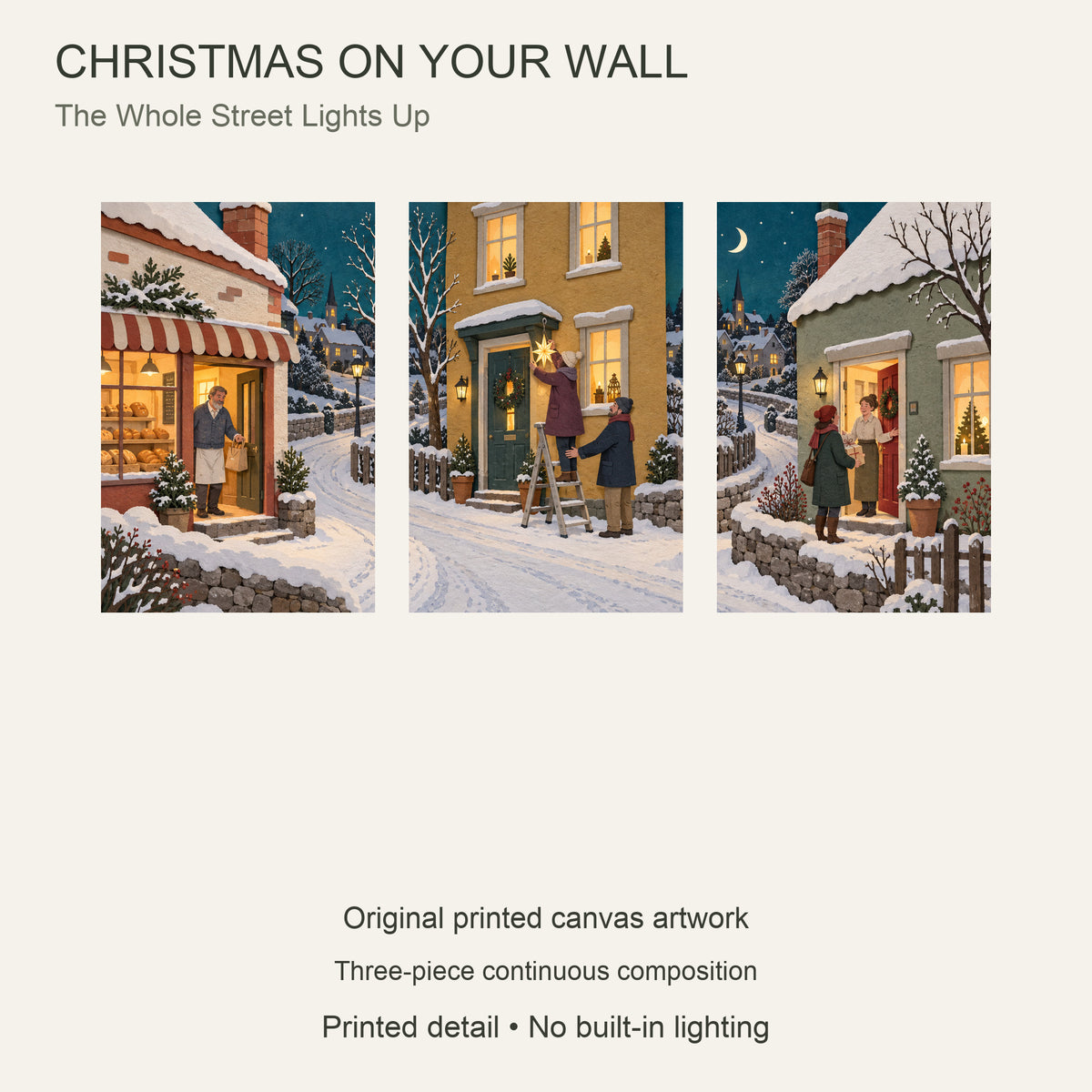 The Whole Street Lights Up — Christmas Canvas Wall Art Set of 3 — 主题与商品配置 — Image 9
