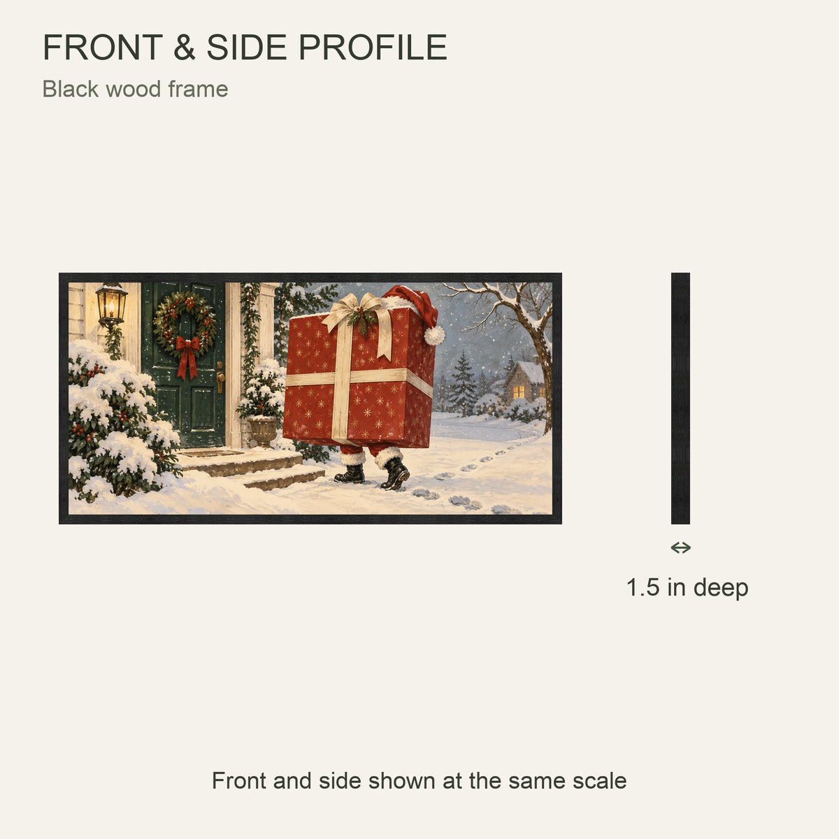 The Gift That Walked to the Door — Black Wood Framed Christmas Canvas Wall Art — 正面与真实厚度 — Image 5