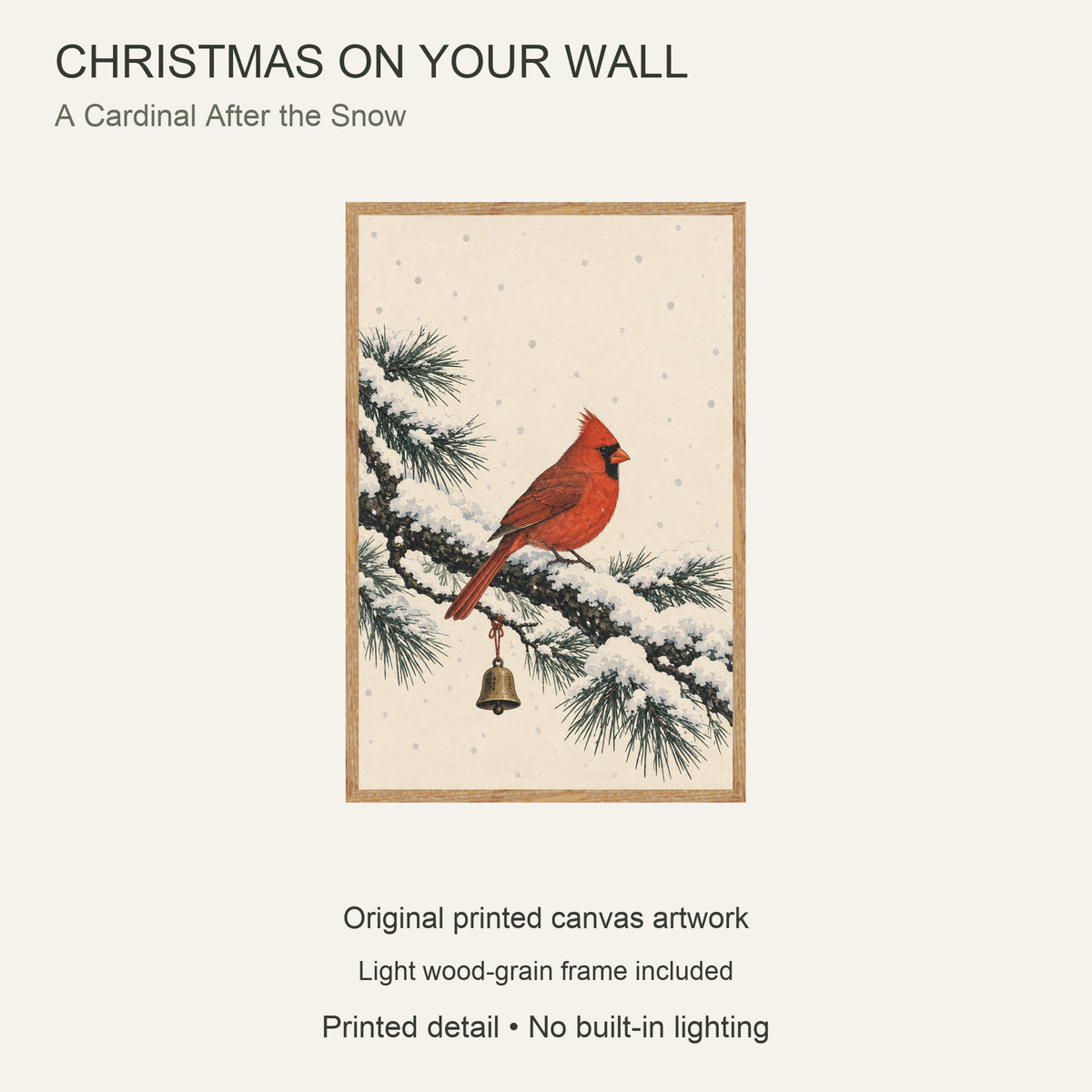A Cardinal After the Snow — Light Wood Framed Christmas Canvas Wall Art — 主题与商品配置 — Image 9