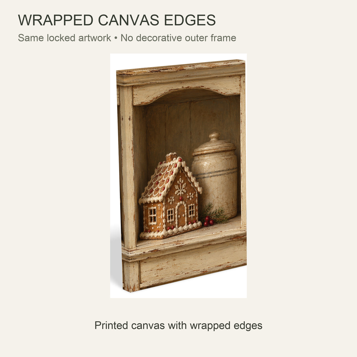 Christmas in the Cupboard — Christmas Canvas Wall Art Set of 3 — 三联画布包边细节 — Image 6