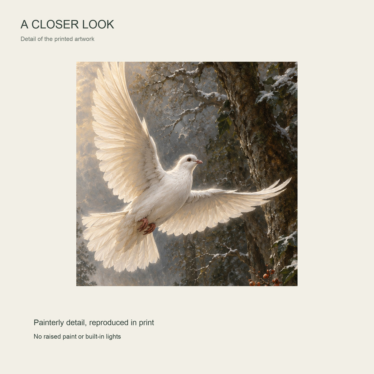 White Wings in the Winter Grove — Gallery-Wrapped Canvas Wall Art — Detail of printed artwork — Image 4