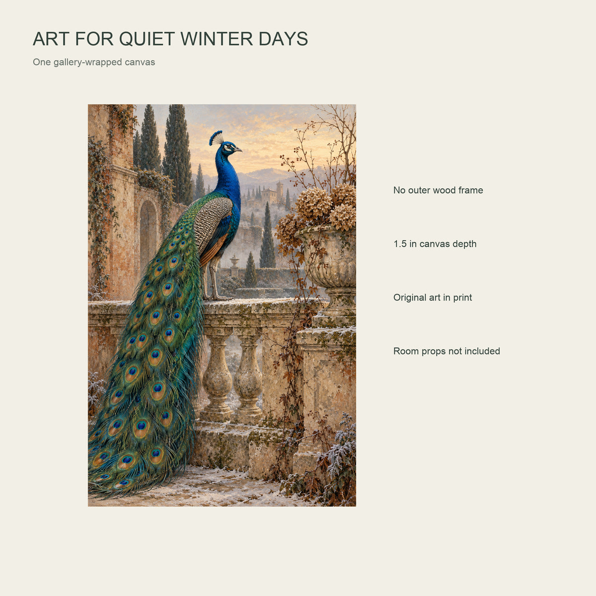 The Peacock in the Sleeping Garden — Gallery-Wrapped Canvas Wall Art — Single unframed canvas product configuration — Image 8