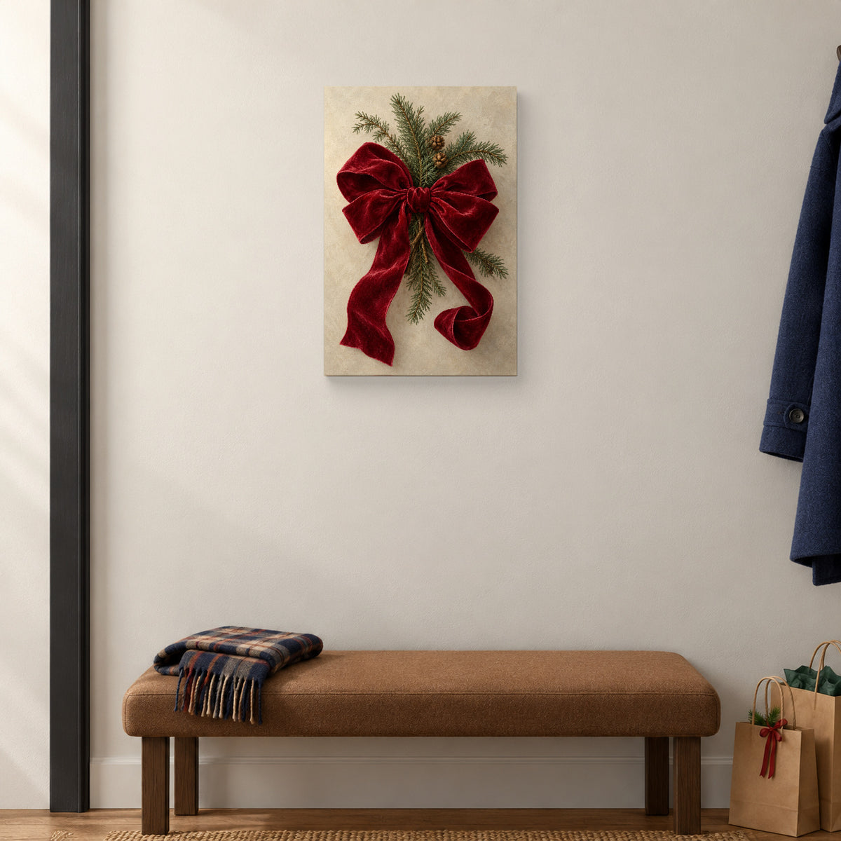 One Bow, All of Christmas — Christmas Canvas Wall Art — Alternative lifestyle setting with the same artwork — Image 3