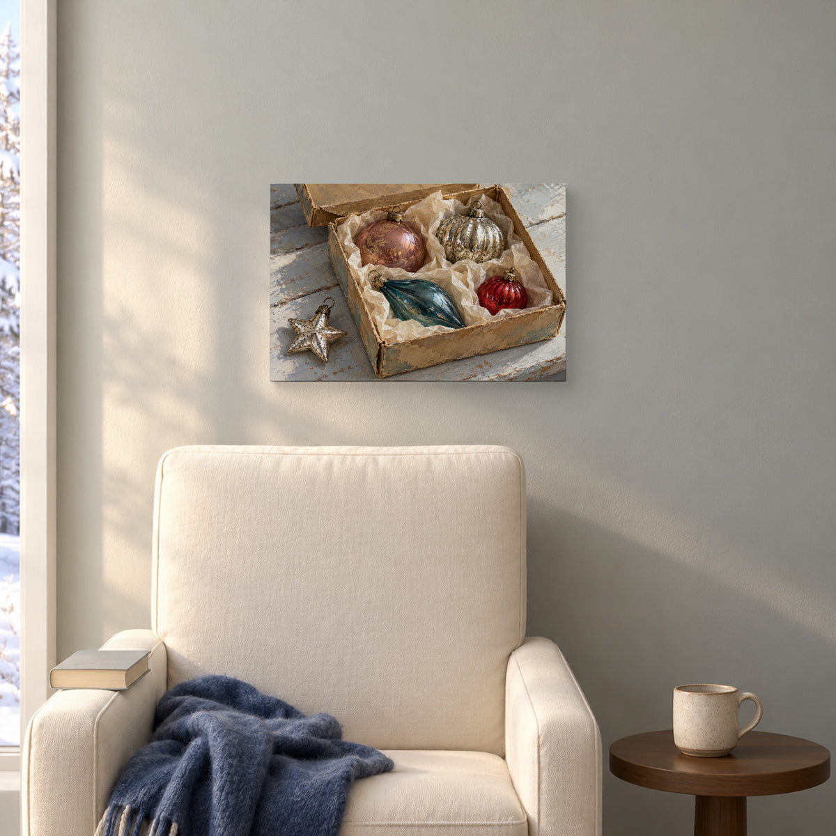 Unpacking Christmas Memories — Christmas Canvas Wall Art — Alternative lifestyle setting with the same artwork — Image 3