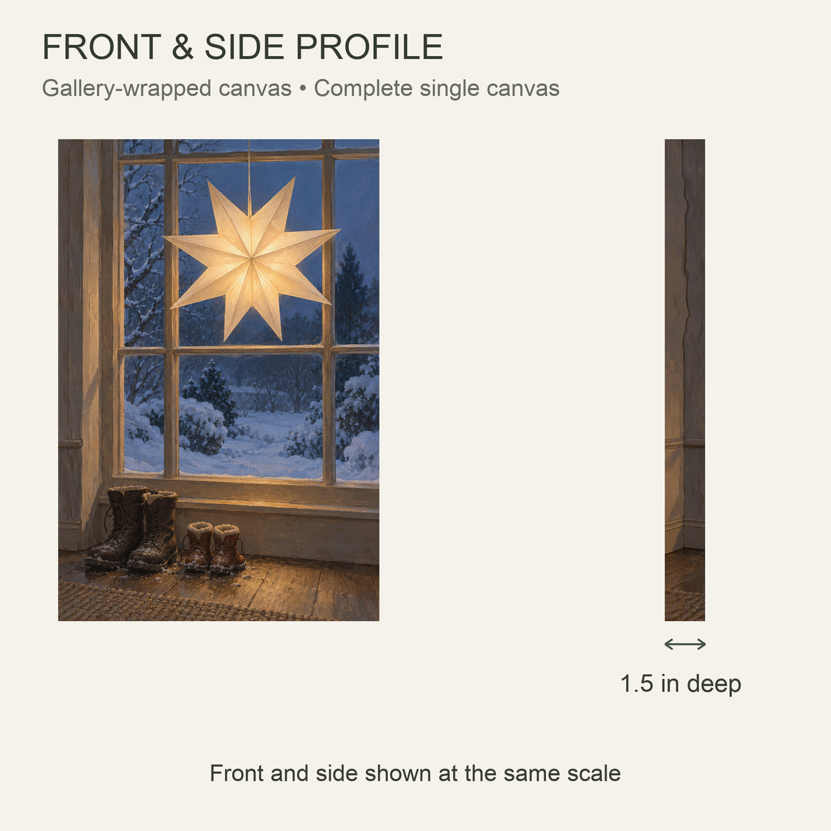 A Star Waiting at the Window — Christmas Canvas Wall Art — Complete front and 1.5 inch side profile — Image 5
