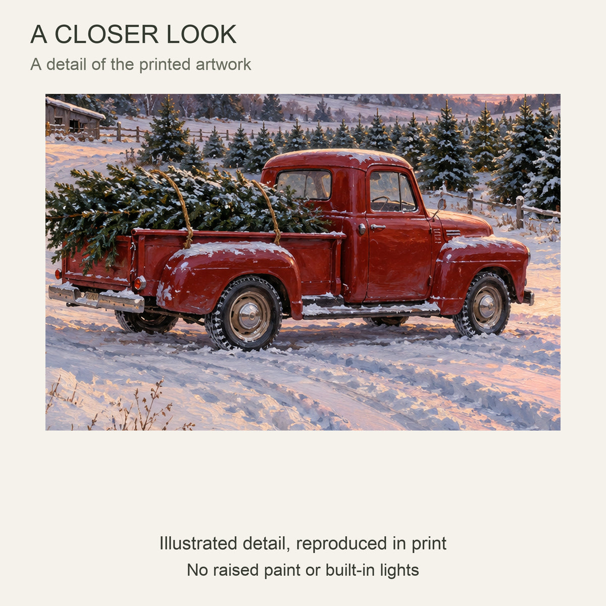 The Last Christmas Tree Comes Home — Christmas Canvas Wall Art — Detail crop of the printed artwork — Image 4