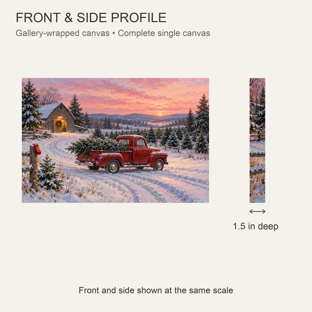 The Last Christmas Tree Comes Home — Christmas Canvas Wall Art — Complete front and 1.5 inch side profile — Image 5