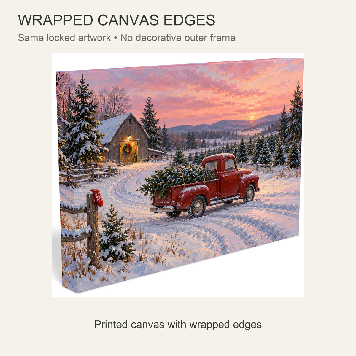 The Last Christmas Tree Comes Home — Christmas Canvas Wall Art — Continuous wrapped canvas edge detail, no outer frame — Image 6