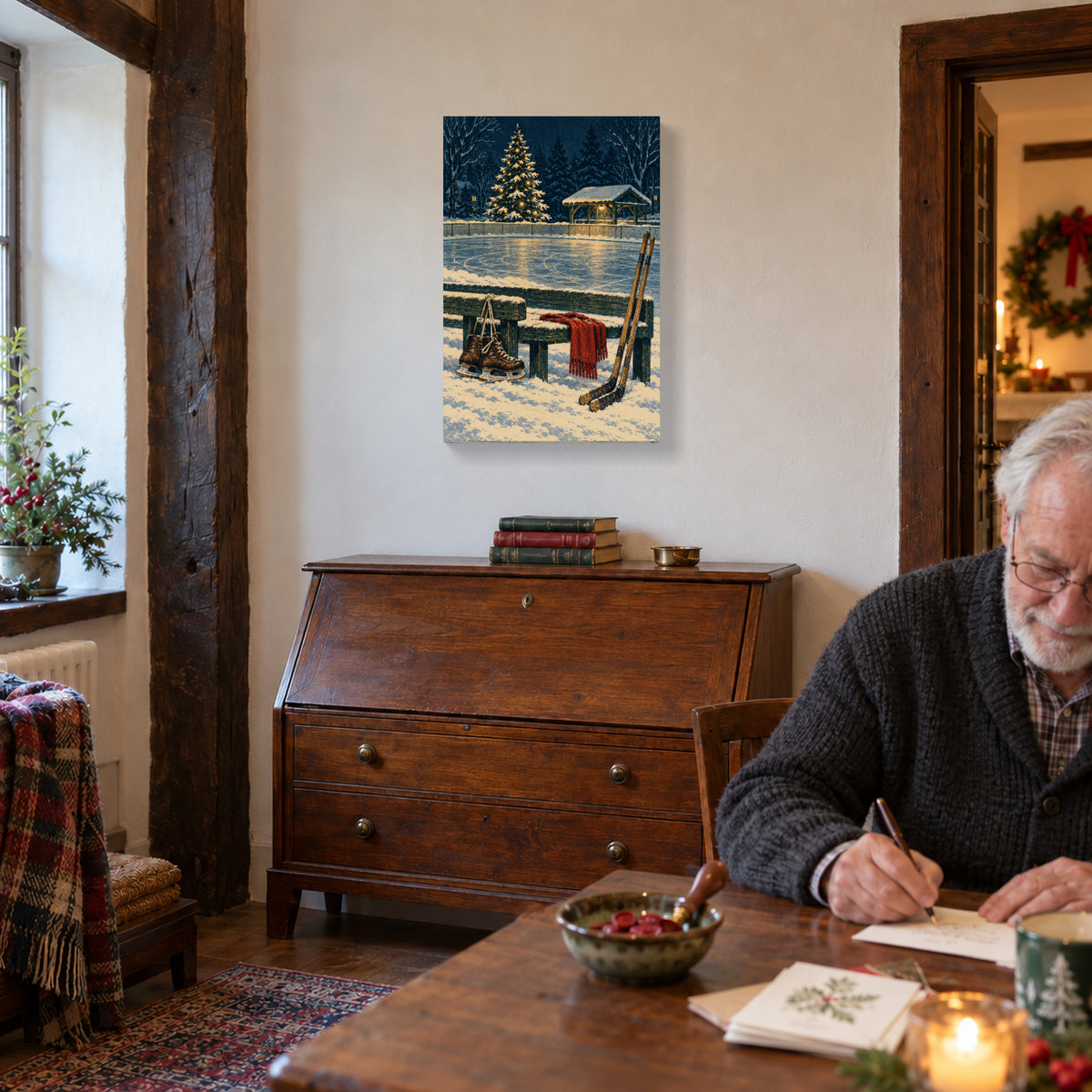 Christmas After the Last Skate — Christmas Canvas Wall Art — Alternative lifestyle view of the complete canvas — Image 3