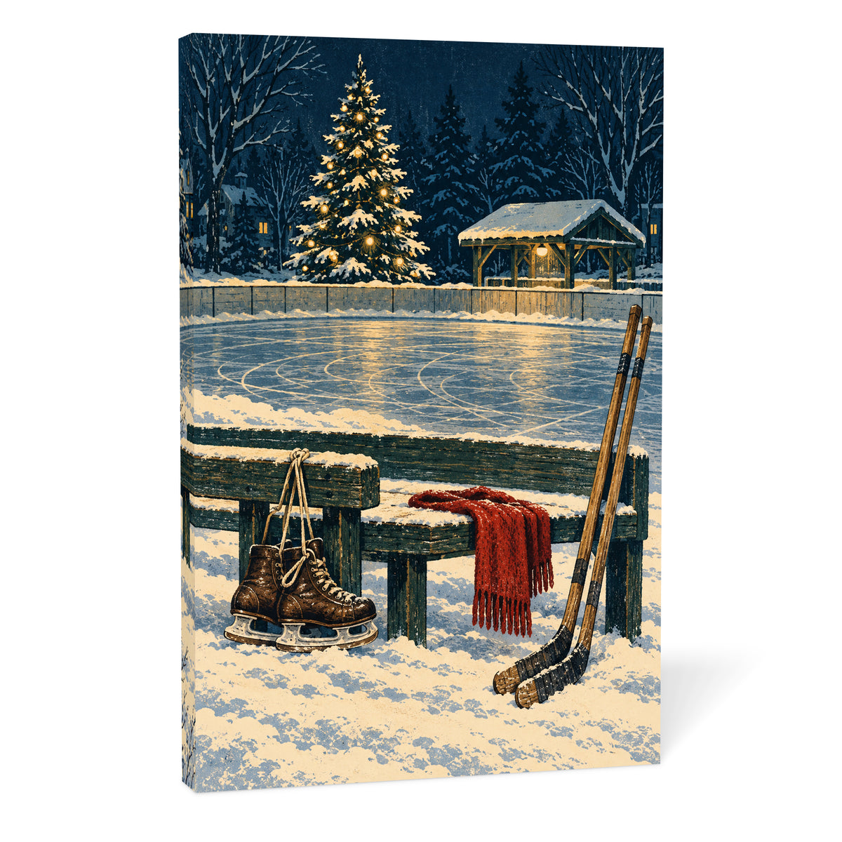 Christmas After the Last Skate — Christmas Canvas Wall Art — Complete canvas on a white background — Image 10