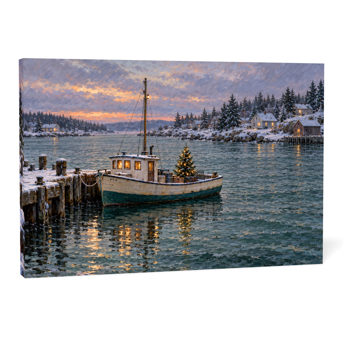 A Christmas Tree in the Harbor — Christmas Canvas Wall Art — Complete canvas on a white background — Image 10