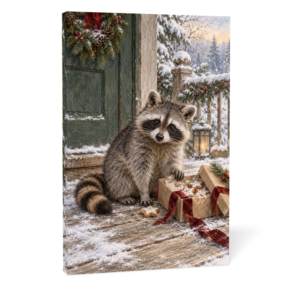 The Raccoon Found the Cookies — Christmas Canvas Wall Art — Complete canvas on a white background — Image 10