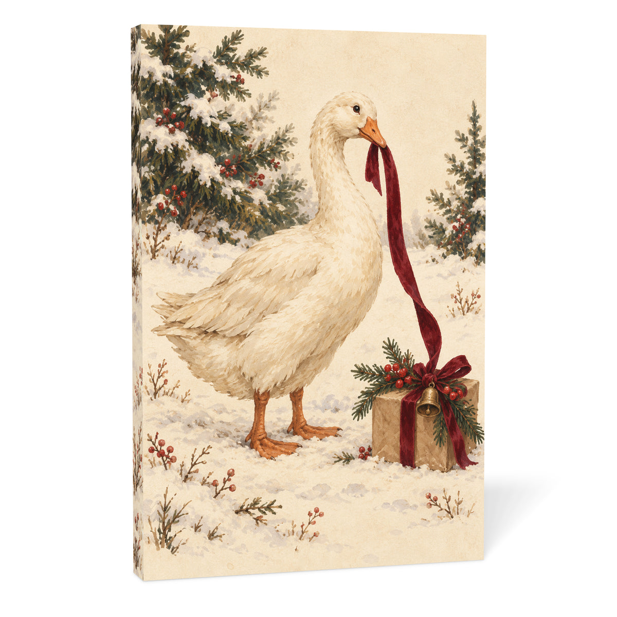 The Goose Took the Ribbon — Christmas Canvas Wall Art — Complete canvas on a white background — Image 10