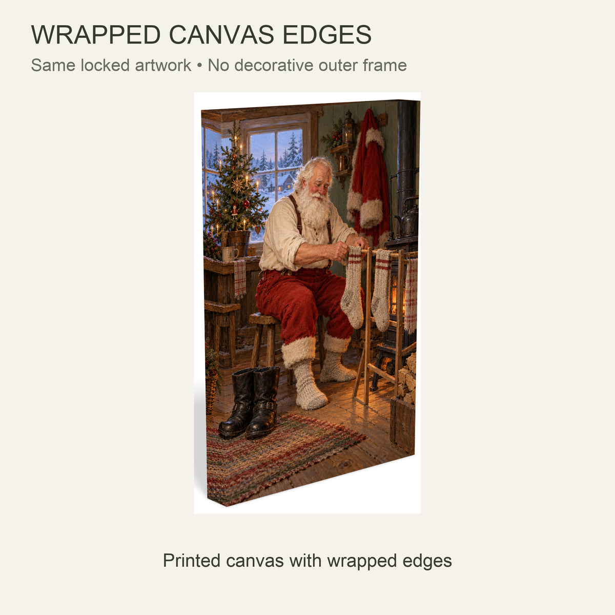 Even Santa Has Laundry — Christmas Canvas Wall Art — Continuous wrapped canvas edge detail, no outer frame — Image 6