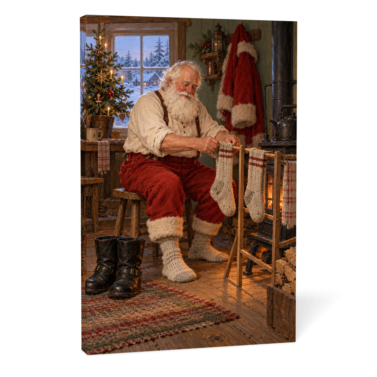 Even Santa Has Laundry — Christmas Canvas Wall Art — Complete canvas on a white background — Image 10