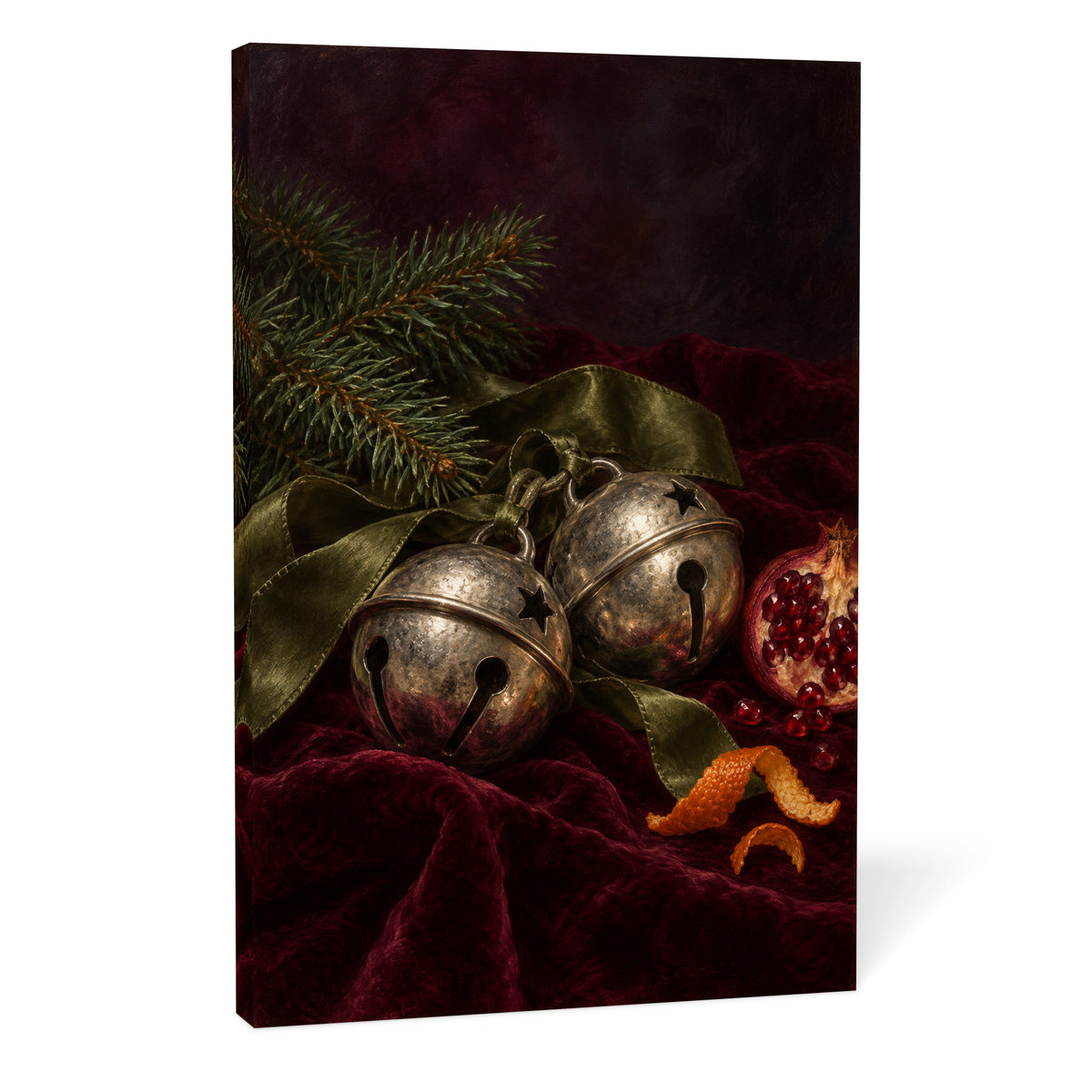 Old Silver Bells on Christmas Eve — Christmas Canvas Wall Art — Complete canvas on a white background — Image 10