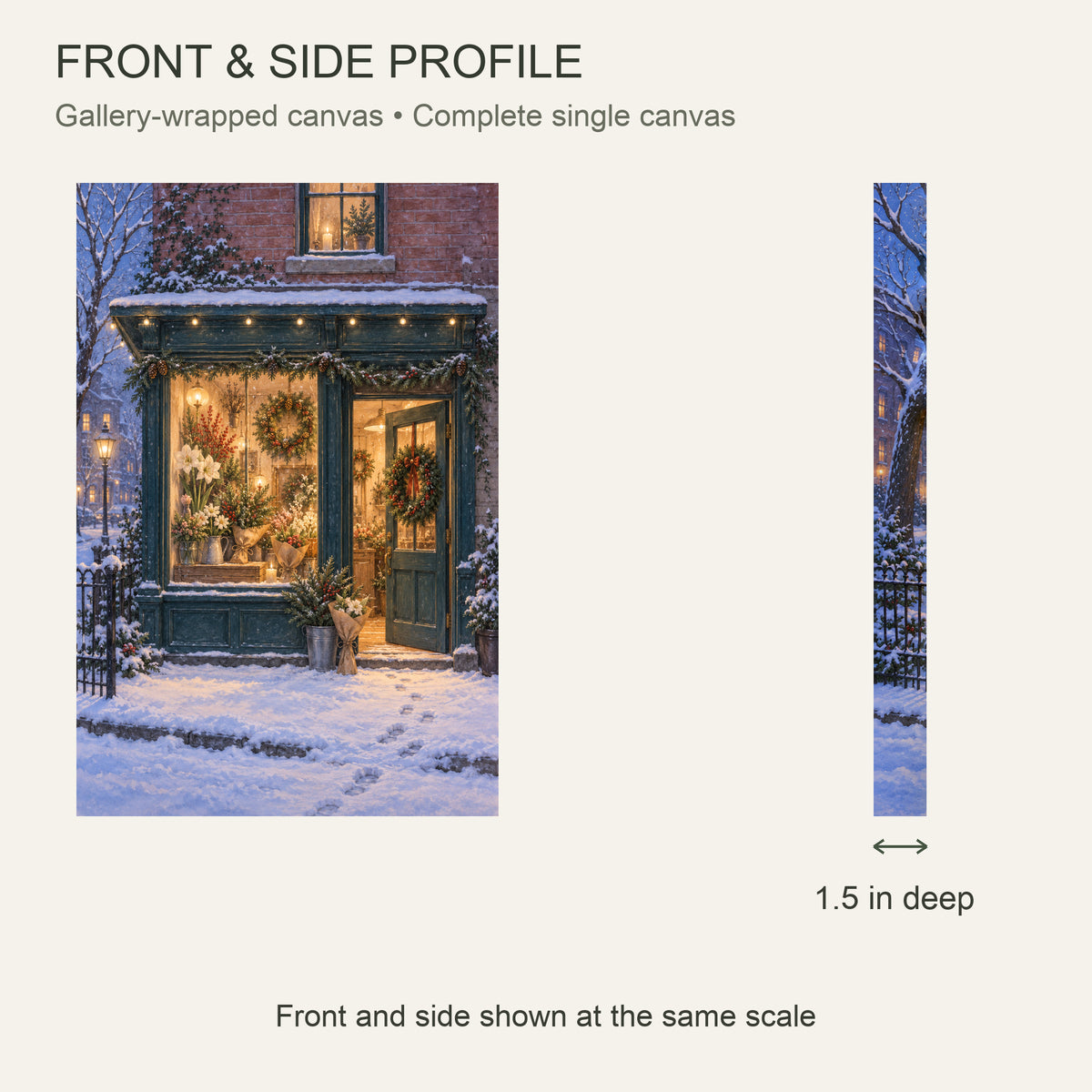The Flower Shop Stays Open — Christmas Canvas Wall Art — Complete front and 1.5 inch side profile — Image 5