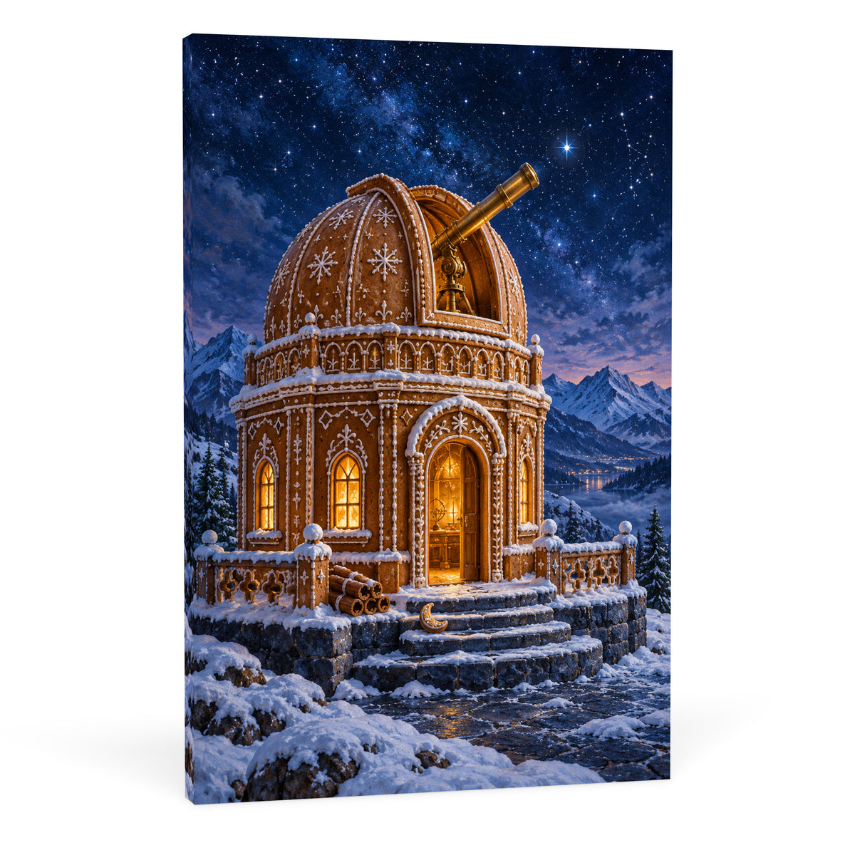 The Gingerbread Observatory — Christmas Canvas Wall Art — Complete canvas on white, separate Amazon image — Image 9