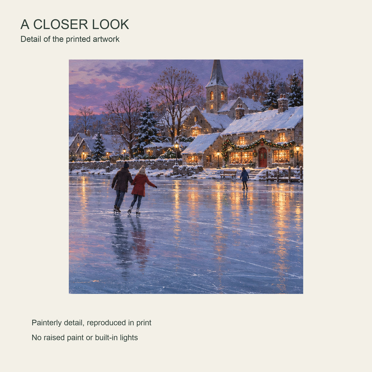 The Last Christmas Waltz on Ice — Christmas Canvas Wall Art — Detail crop of the printed artwork — Image 4
