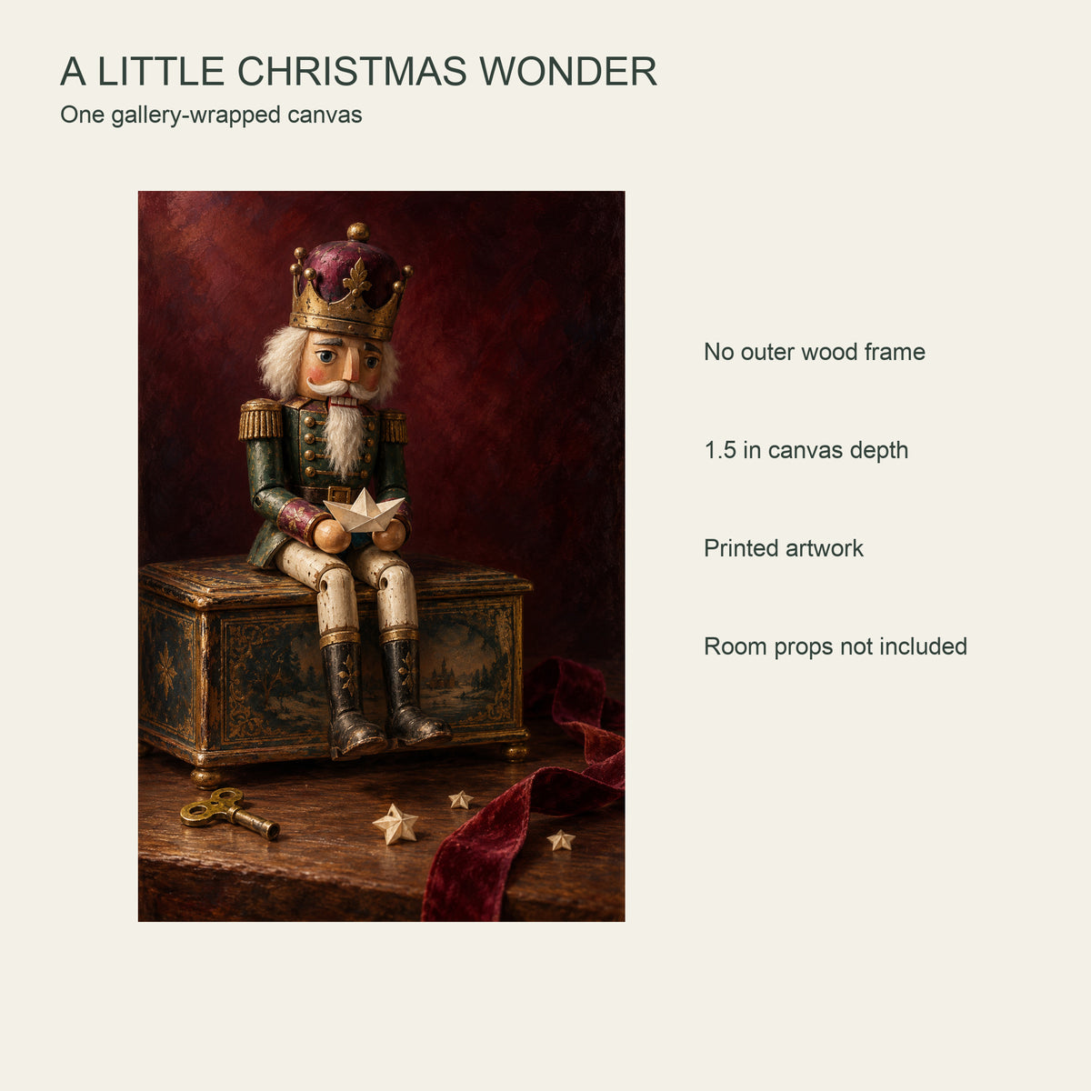 The Nutcracker’s Paper Voyage — Christmas Canvas Wall Art — Complete printed canvas and included product configuration — Image 8
