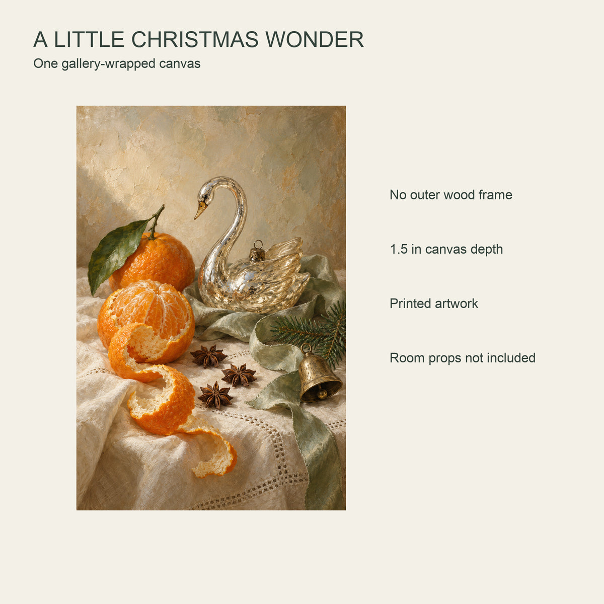 Orange Peel and the Glass Swan — Christmas Canvas Wall Art — Complete printed canvas and included product configuration — Image 8