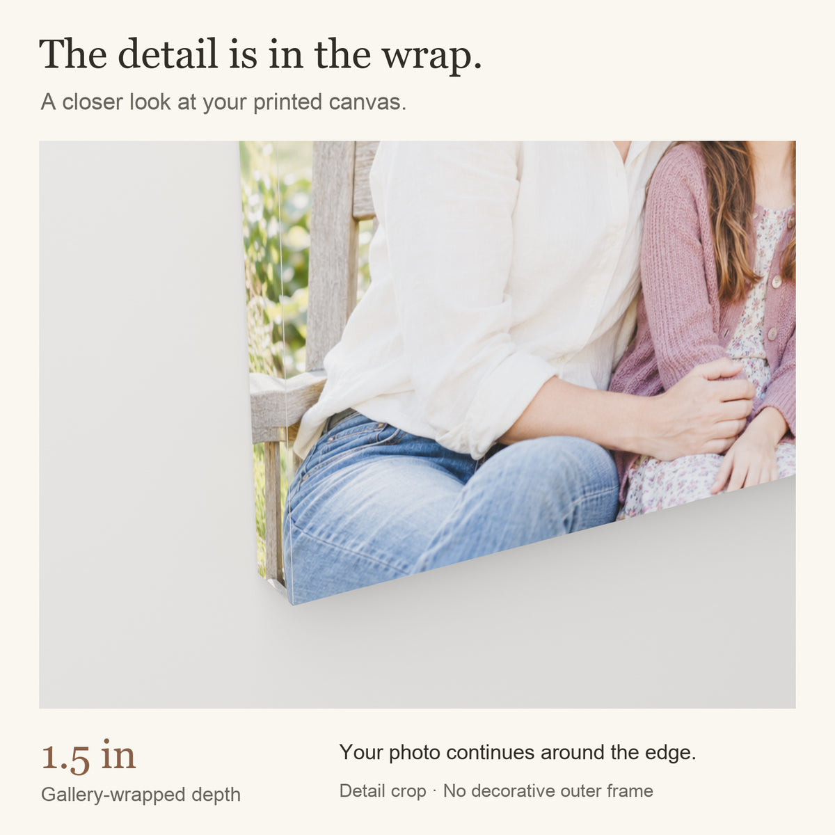 Personalized Family Photo Canvas — Your Photo, Printed in the USA — Gallery-wrapped canvas edge detail — Image 6