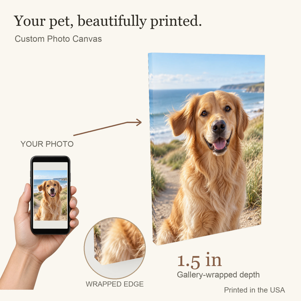 Personalized Pet Photo Canvas — Your Photo, Printed in the USA — Your photo to canvas — illustrative example — Image 1
