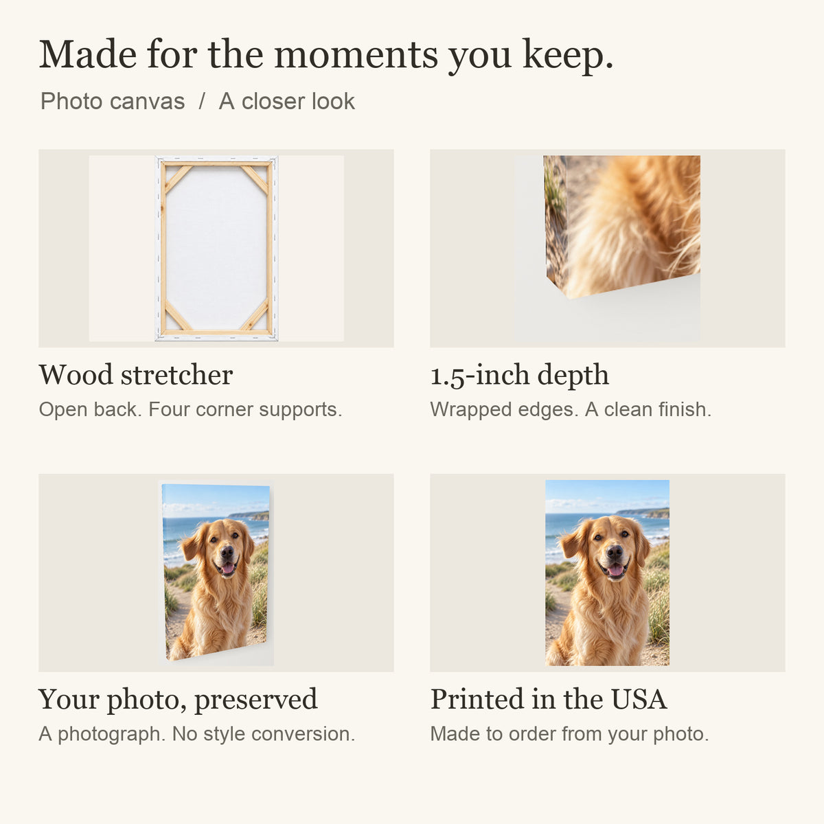 Personalized Pet Photo Canvas — Your Photo, Printed in the USA — Photo canvas features and customization — Image 2