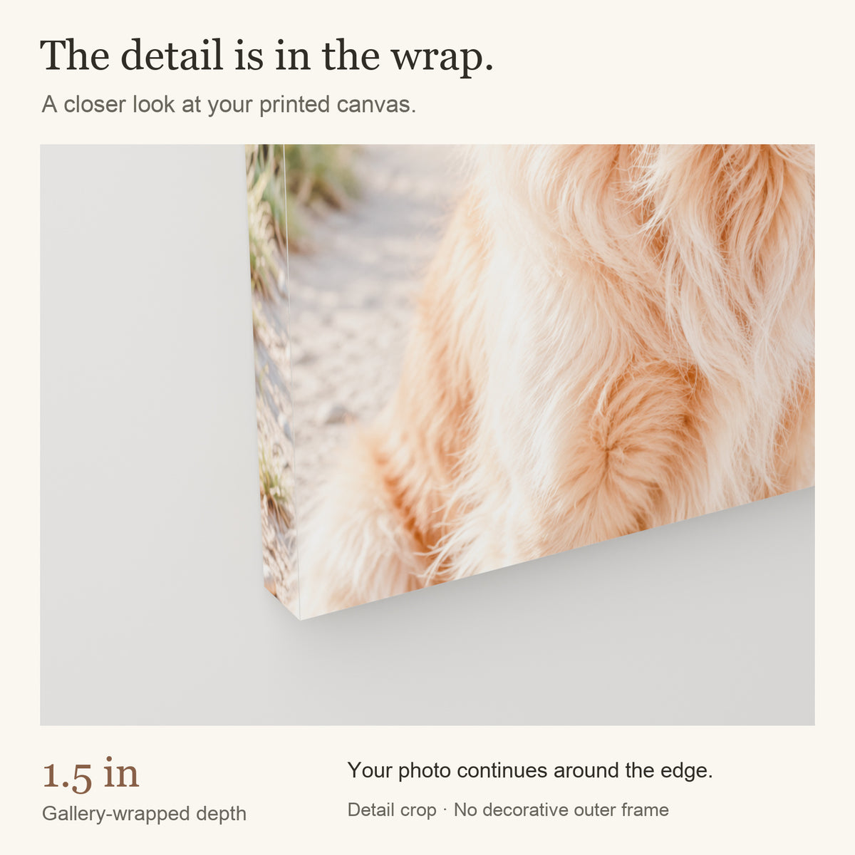 Personalized Pet Photo Canvas — Your Photo, Printed in the USA — Gallery-wrapped canvas edge detail — Image 6