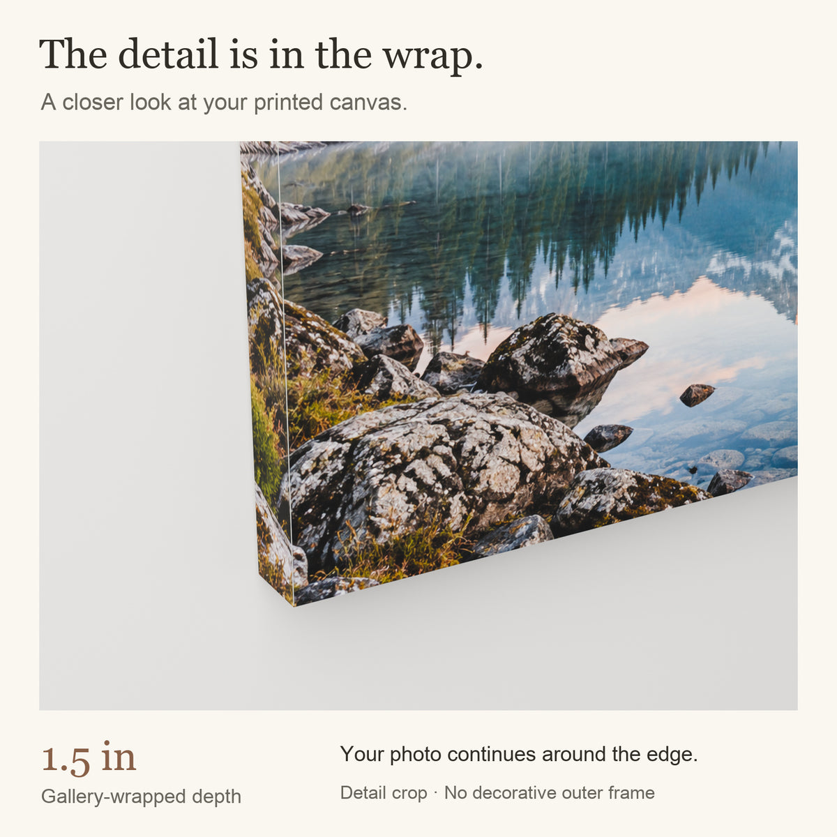 Personalized Landscape Photo Canvas — Your Photo, Printed in the USA — Gallery-wrapped canvas edge detail — Image 6