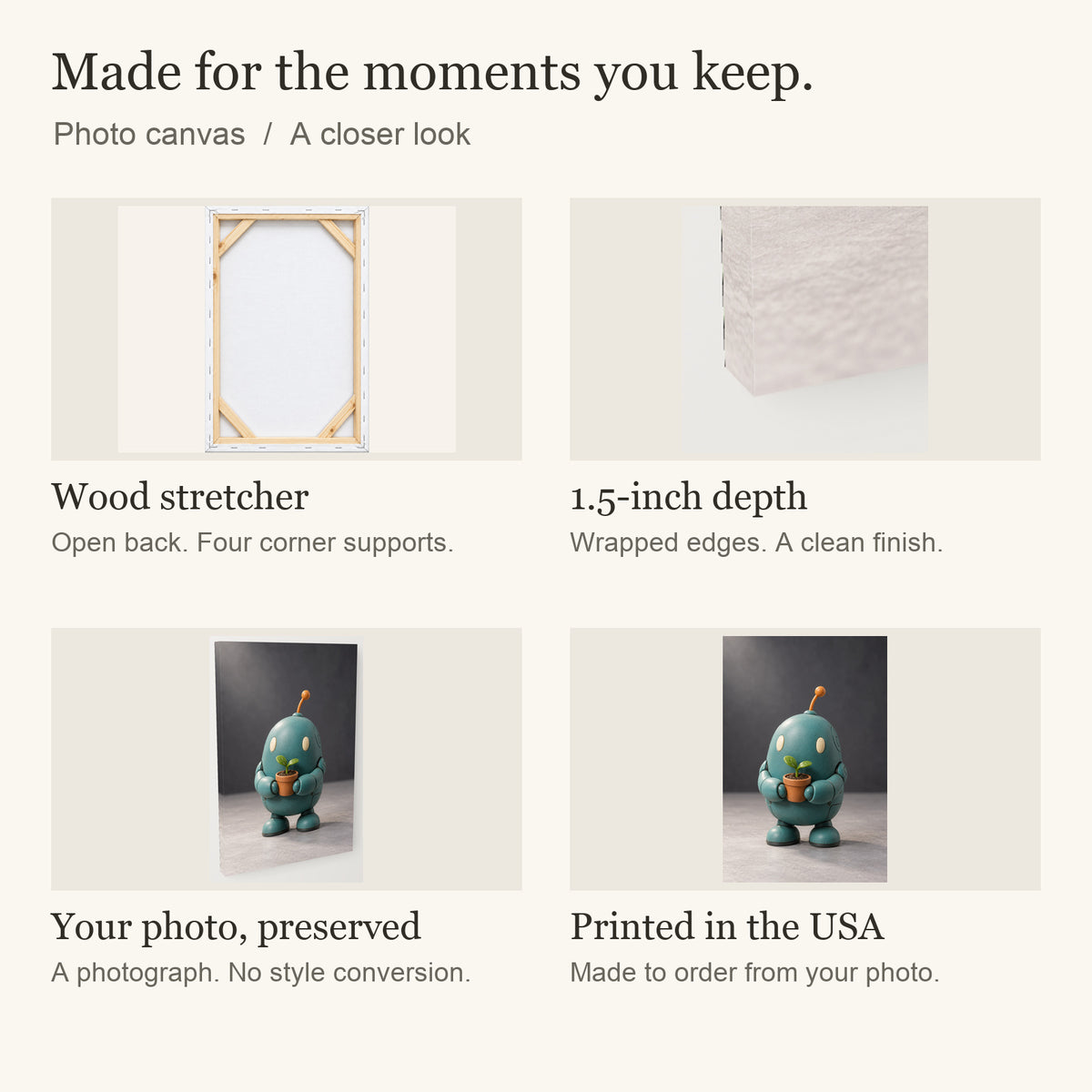 Personalized Collectible Photo Canvas — Your Photo, Printed in the USA — Photo canvas features and customization — Image 2