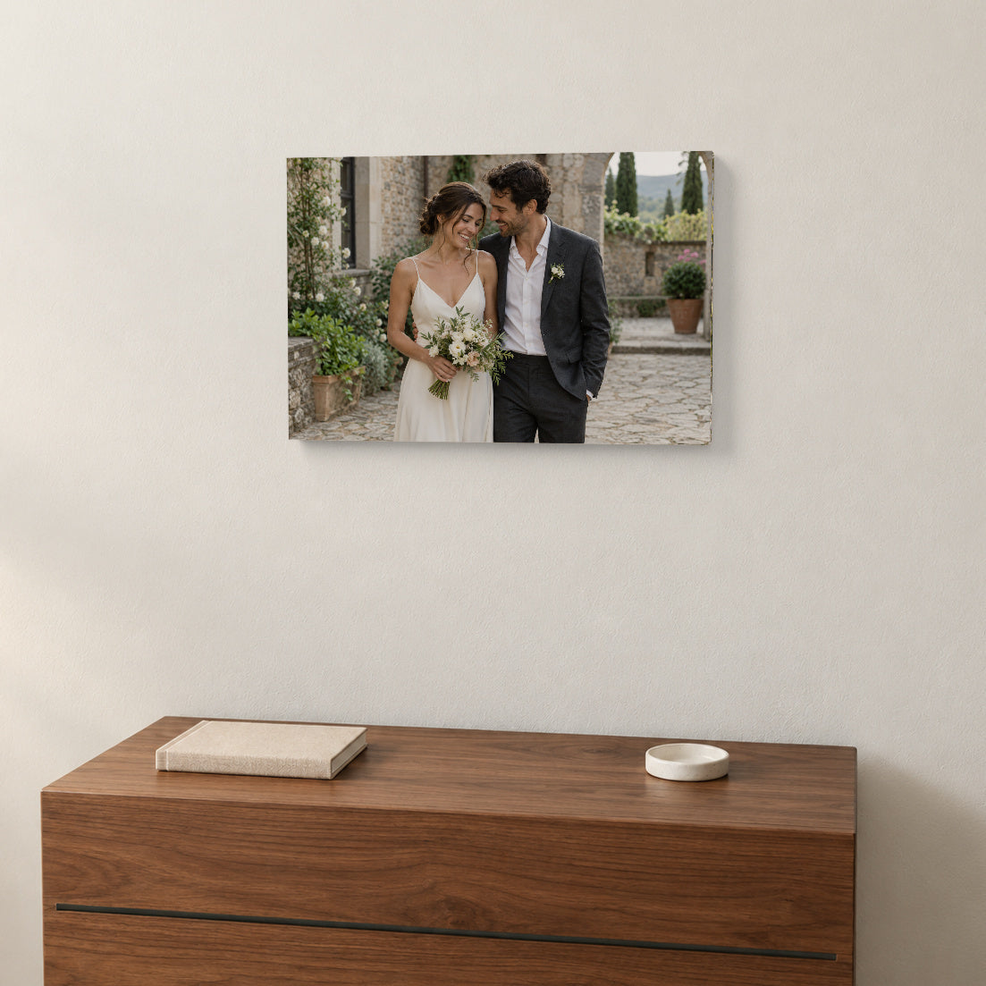 Personalized Wedding & Anniversary Photo Canvas — Real-scale photo canvas lifestyle example — Image 2