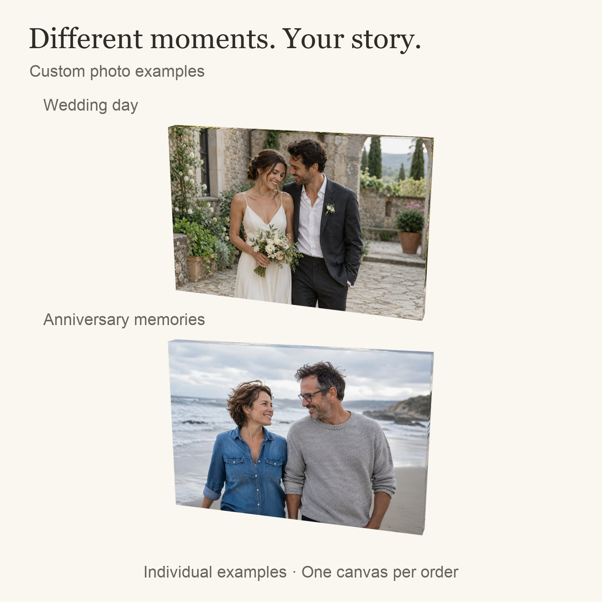 Personalized Wedding & Anniversary Photo Canvas — Separate custom photo examples; one canvas per order — Image 4