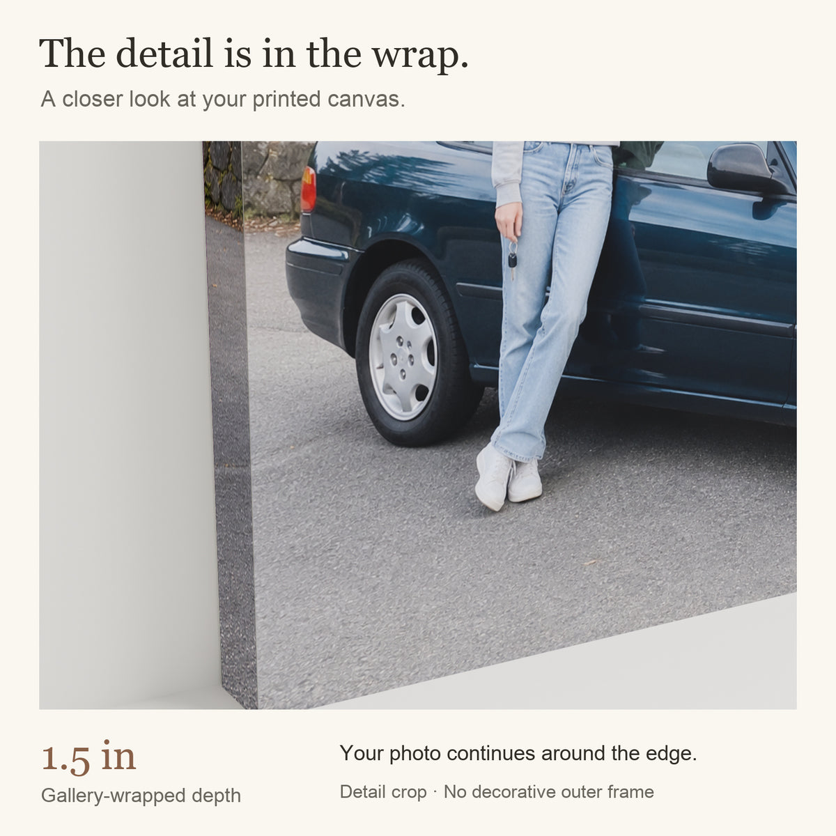 Personalized First Car Photo Canvas — Gallery-wrapped canvas edge detail — Image 6
