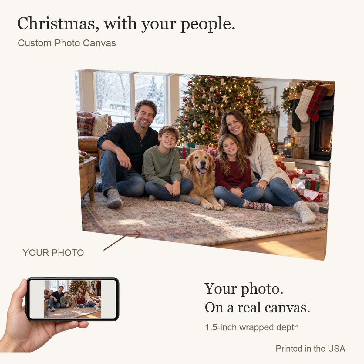 Personalized Christmas Photo Canvas — Your photo to canvas — illustrative example — Image 1