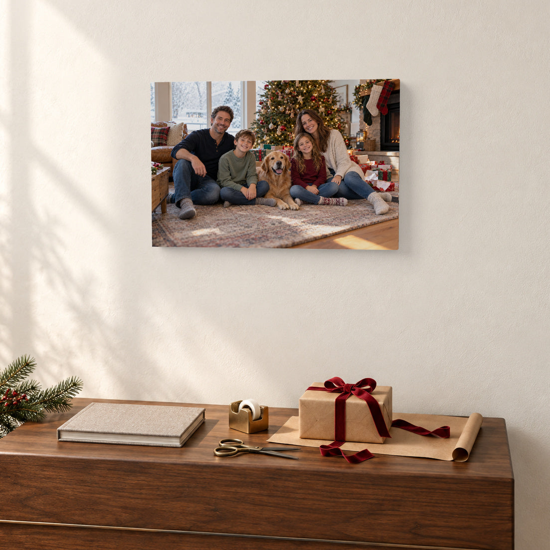 Personalized Christmas Photo Canvas — Real-scale personalized canvas lifestyle example — Image 2