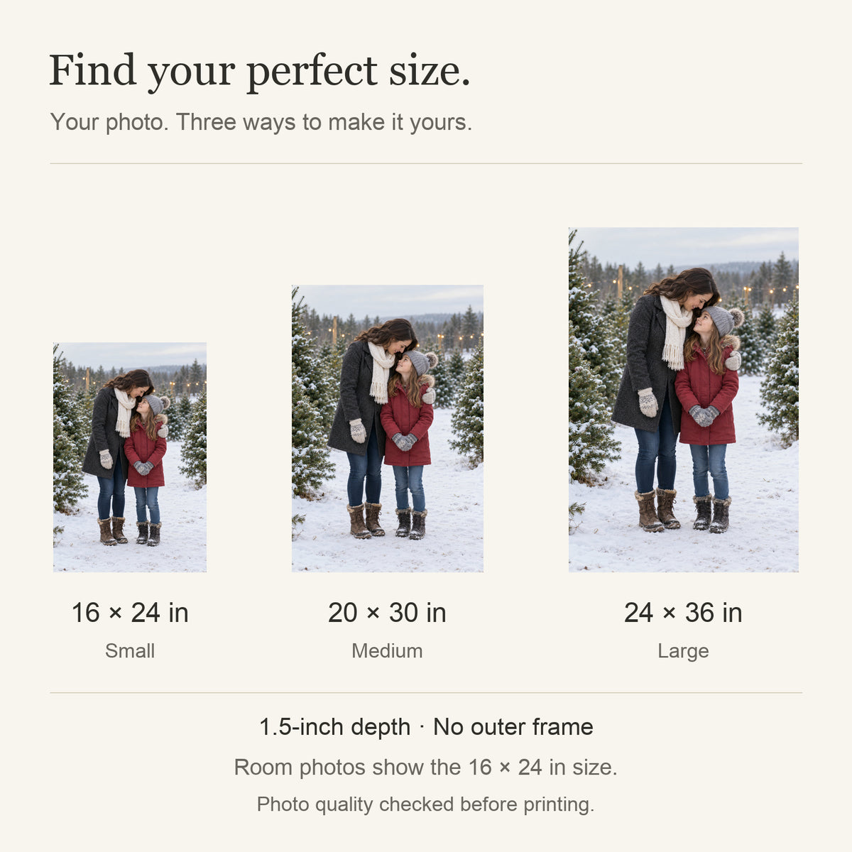 Personalized Christmas Portrait Photo Canvas — Available sizes: 16 × 24 in, 20 × 30 in, 24 × 36 in; width × height; 1.5-inch depth; room photos show 16 × 24 in — Image 10