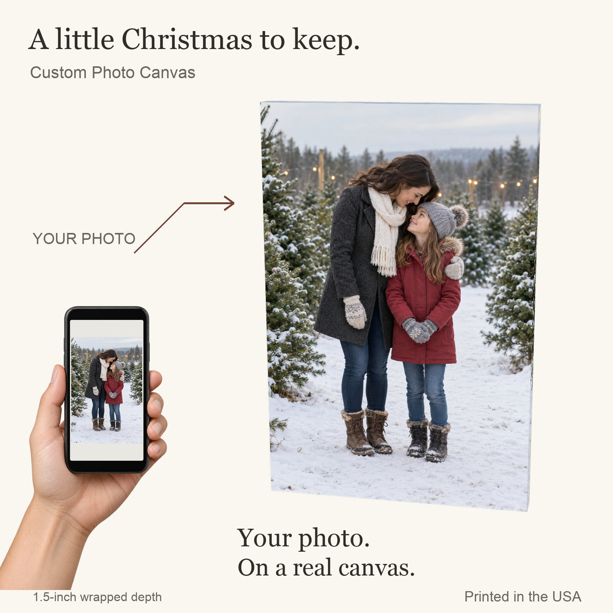 Personalized Christmas Portrait Photo Canvas — Your photo to canvas — illustrative example — Image 1