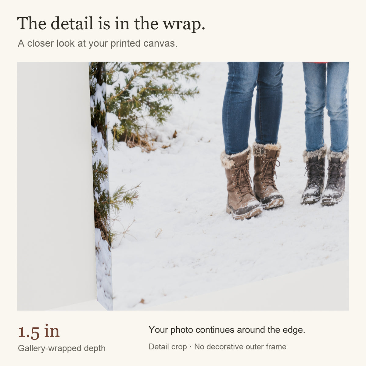 Personalized Christmas Portrait Photo Canvas — Gallery-wrapped canvas edge detail — Image 6