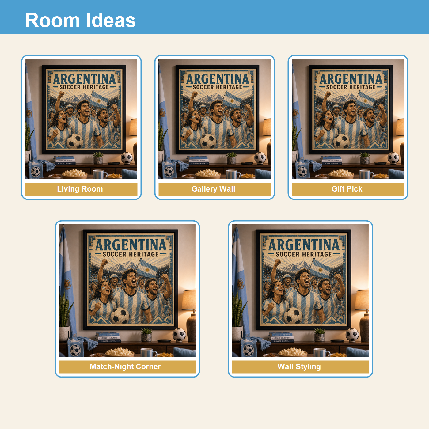 Argentina soccer heritage room ideas for living room gallery wall gift pick and wall styling