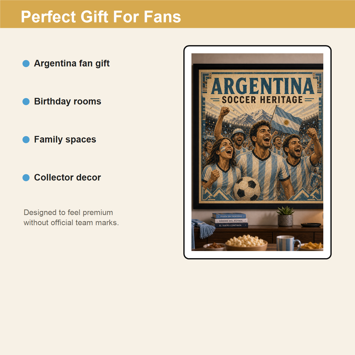 Argentina soccer heritage gift board for fans birthdays watch parties and collector decor