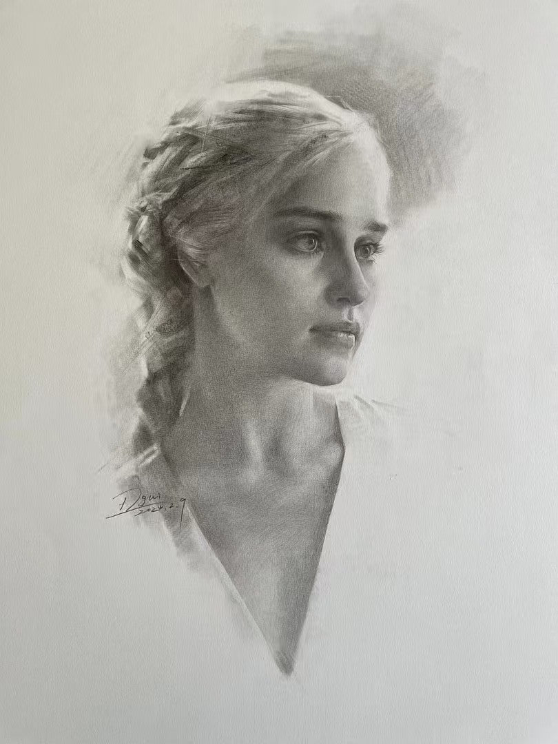 Portrait of a woman with braided hair by Elliot Gray