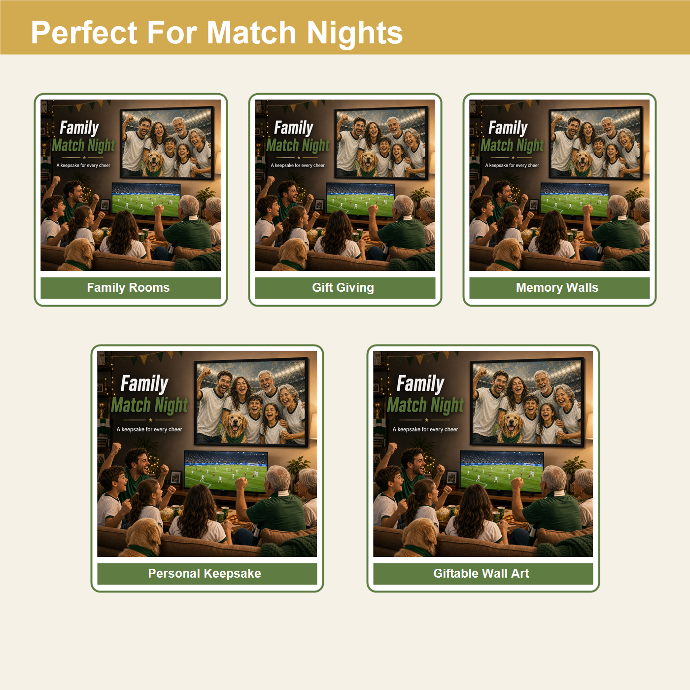 Family World Cup inspired match night wall art for home memories gifts and shared cheering moments