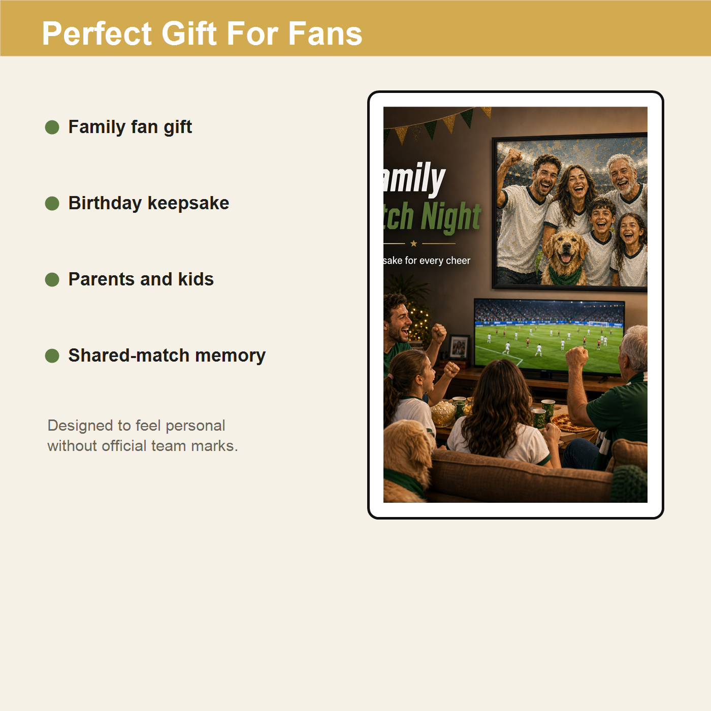 Family soccer fan gift board for birthdays parents kids and shared match night memories