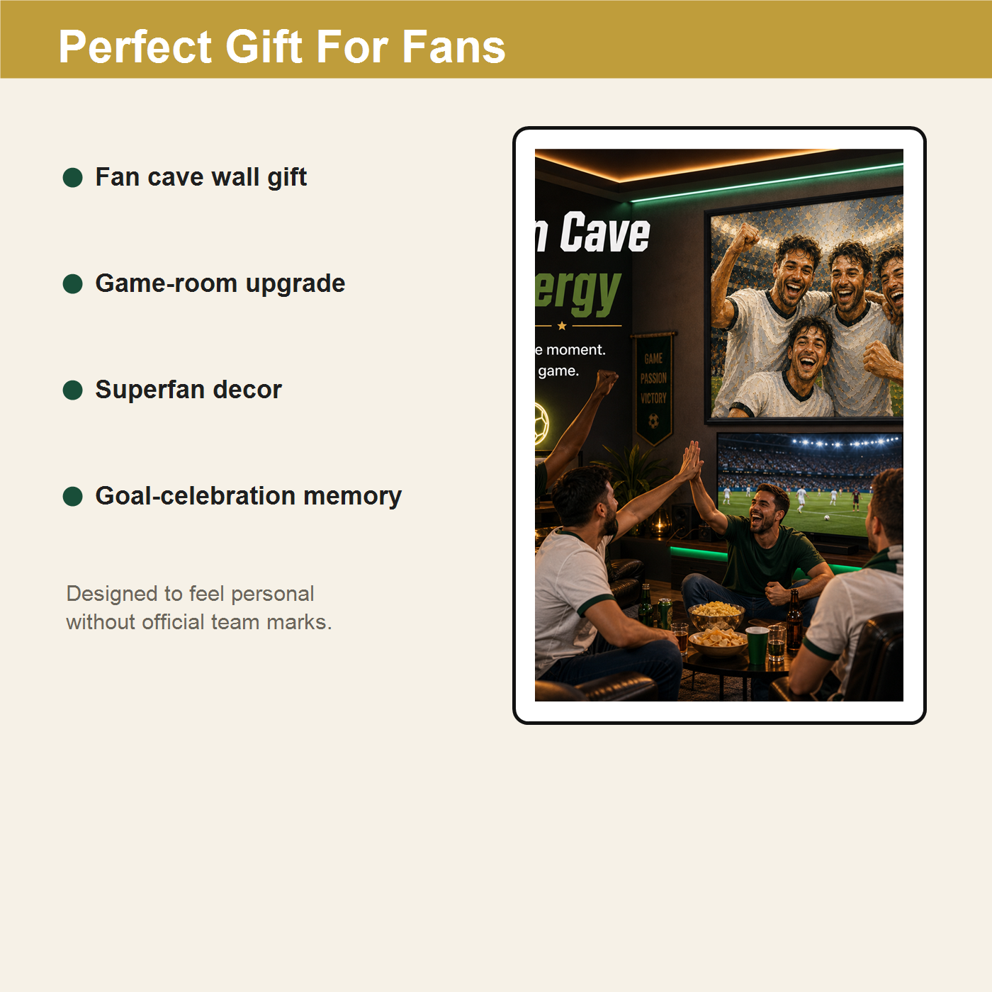 Fan cave soccer fan gift board for game rooms superfans and goal celebration wall decor