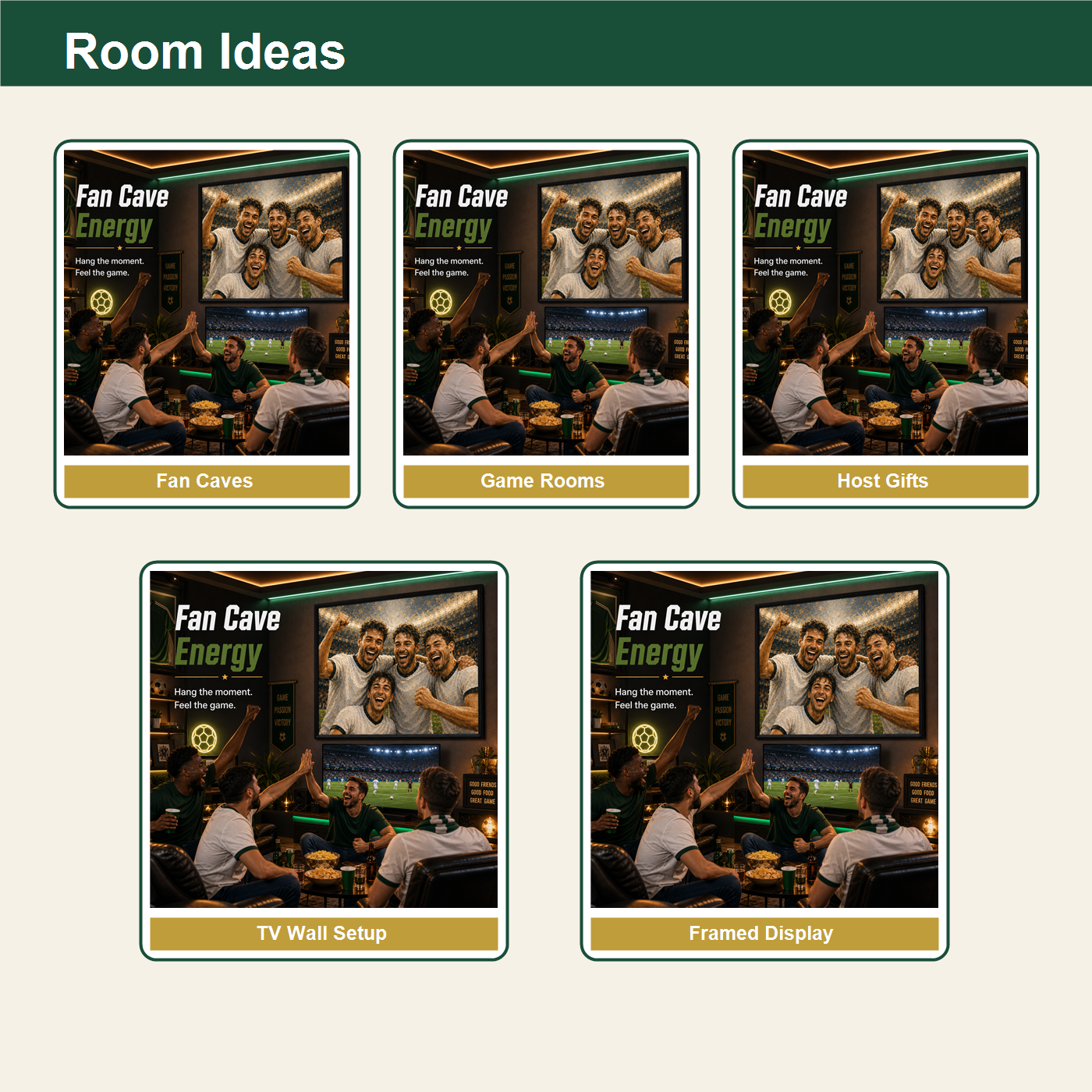 Fan cave personalized soccer wall art room ideas for TV walls framed displays and bar corners