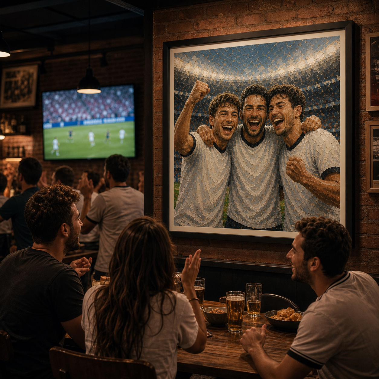 Soccer portrait print from photo sports bar social wall art setting